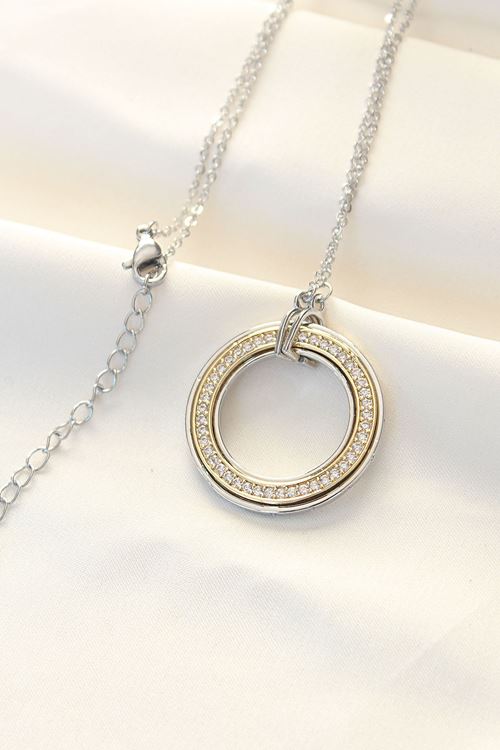 YRTCL 316L Çelik Zirkon Taşlı Çift Renkli Tifany Kolye