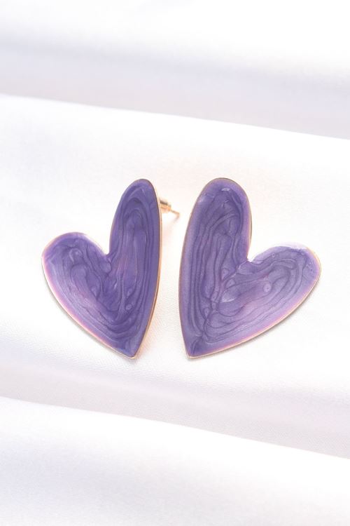 YRTCL Mor Renk Mineli Kalp Küpe