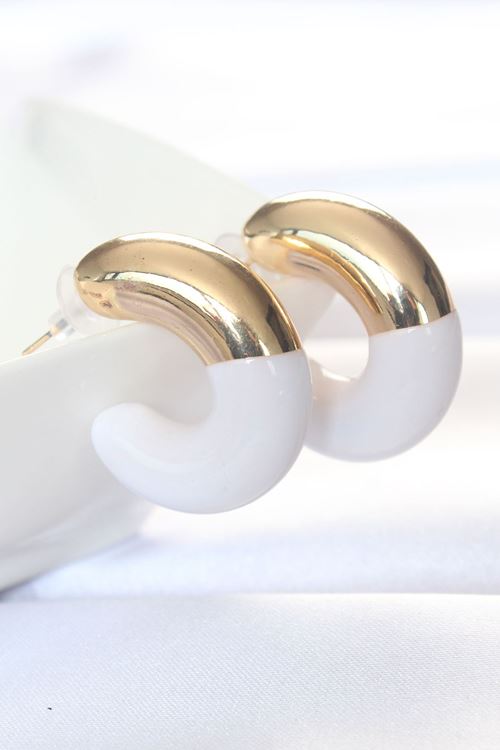 YRTCL CCB Beyaz Gold Çift Renk Küpe