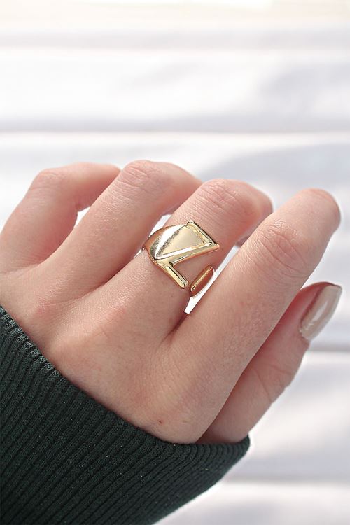 YRTCL Z Harfli Altın Renk Ayarlanabilir Yüzük