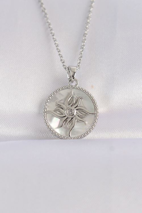 YRTCL 316L Çelik Zincir Gümüş Renk Oval Tasarımlı Güneş Kolye