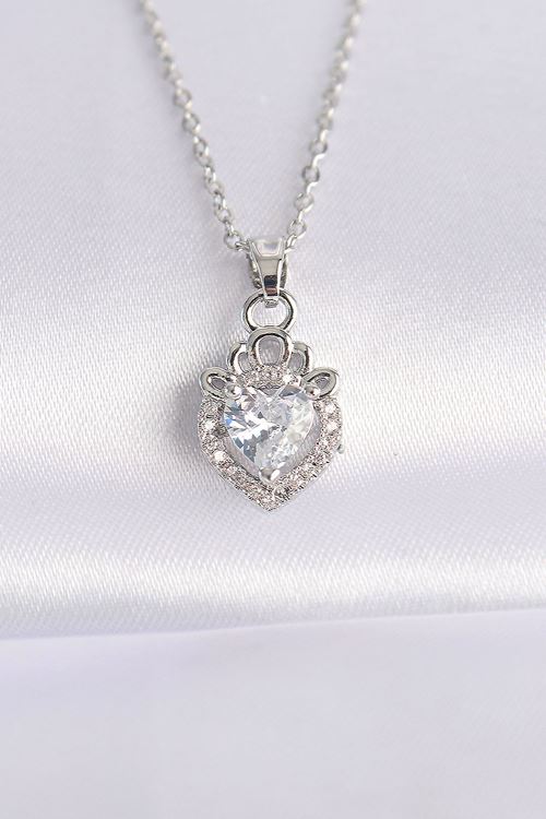 YRTCL 316L Çelik Zincir Gümüş Renk Zirkon Taşlı Rapunzel Kolye