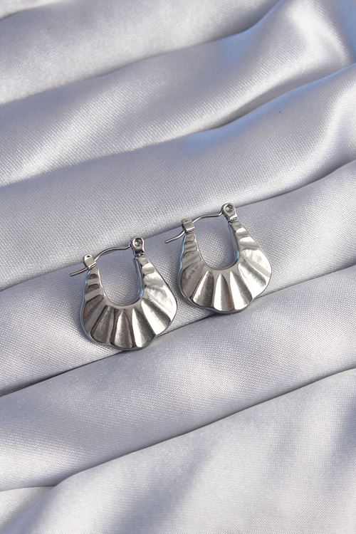 YRTCL 316L Çelik Gümüş Renk Kabartmalı Görünüm Küpe