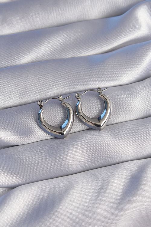 YRTCL 316L Çelik Gümüş Renk İçi Oval Tasarımlı Küpe