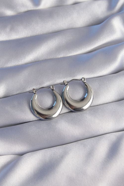 YRTCL 316L Çelik Gümüş Renk Oval Ayna Model Küpe