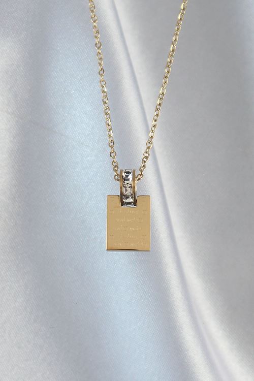 YRTCL 316L Çelik Zincir Gold Renk Zirkon Taşlı Aşk Mektubu Kolye