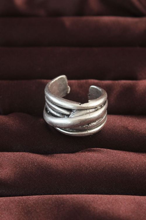 YRTCL Gümüş Renk Kaburga Model Ayarlamalı Erkek Yüzük