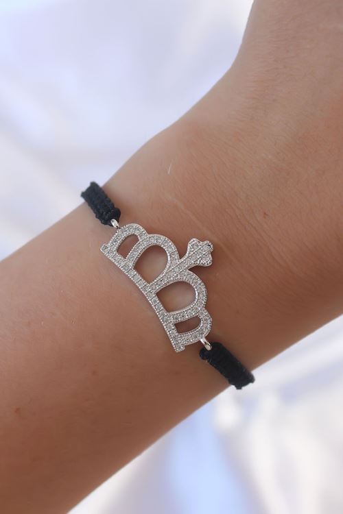 YRTCL Gümüş Renk Zirkon Taşlı Taç Figür Makrome Bileklik