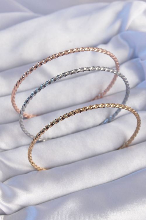 YRTCL 316L Çelik Renkli İnce Burgu Model Ajda Bilezik Seti