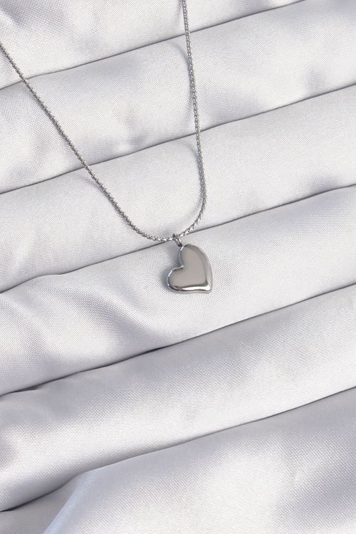 YRTCL 316L Çelik Gümüş Renk Minimal Kalp Tasarımlı Kolye
