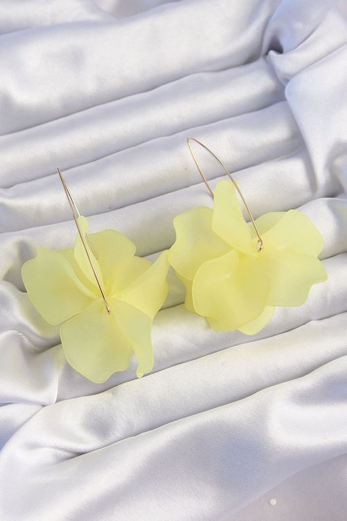 YRTCL Pirinç Sarı Renkli Flora Küpe