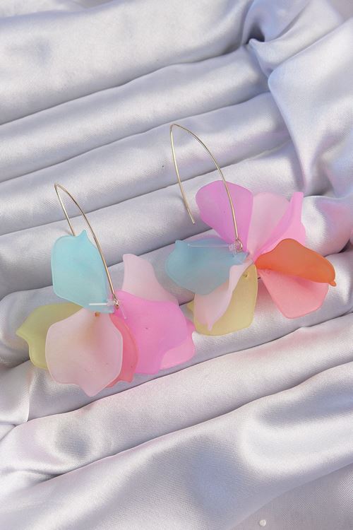 YRTCL Pirinç Karışık Renkli Flora Küpe