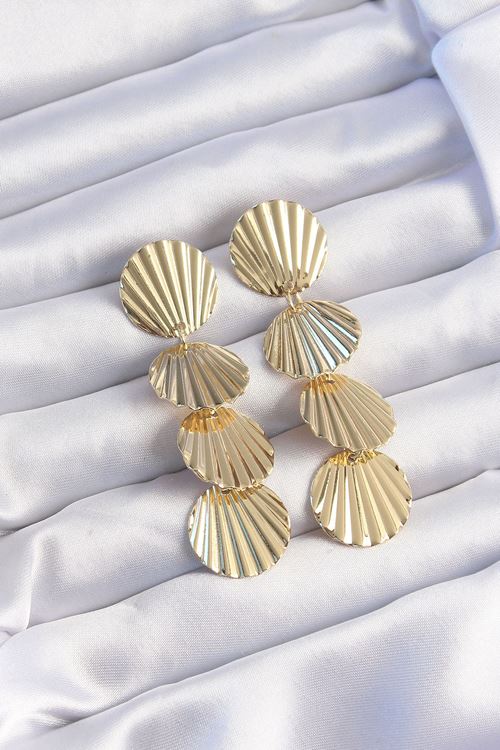 YRTCL Pirinç Gold Renk Deniz Kabuğu Model Sallantılı Küpe