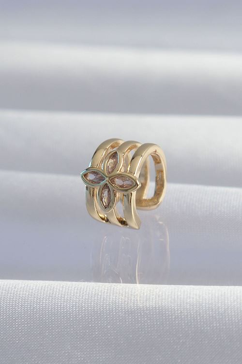 YRTCL Pirinç Gold Renk Yonca Earcuff Küpe
