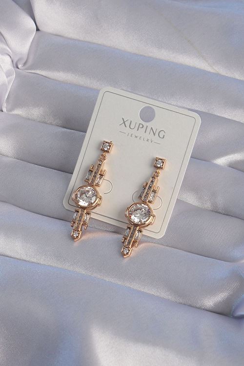YRTCL XUPİNG Rose Renk Zirkon Taşlı Geometrik Sallantılı Küpe