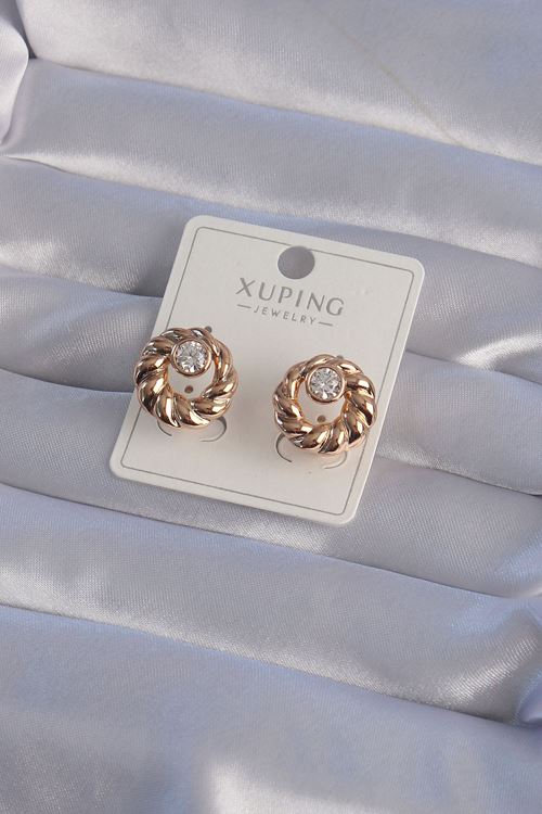 YRTCL XUPİNG Rose Renk Oval Zirkon Taşlı Burgu Model Küpe