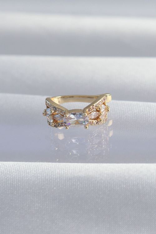 YRTCL Pirinç Gold Renk Zirkon Taş Kaplama Earcuff Küpe