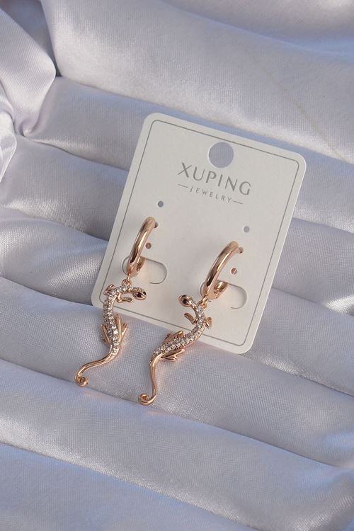 YRTCL XUPİNG Rose Renk Zirkon Taşlı Kertenkele Model Halka Küpe