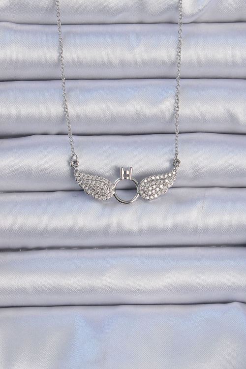 YRTCL 316L Çelik Zincir Gümüş Renk Kanatlı Tektaş Kolye