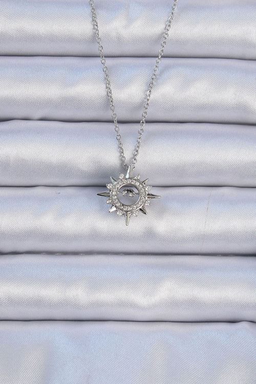 YRTCL 316L Çelik Zincir Gümüş Renk Zirkon Taşlı Parlayan Yıldız Kolye