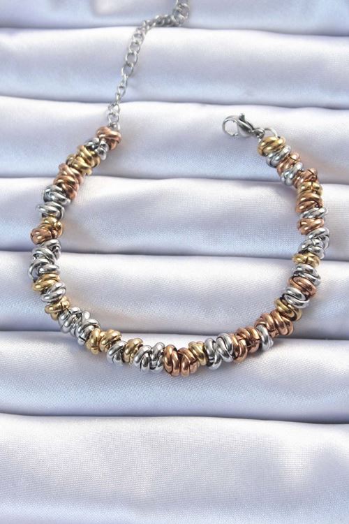 YRTCL 316L Çelik Karışık Renkli İç İçi Geçmeli Bombeli Bileklik