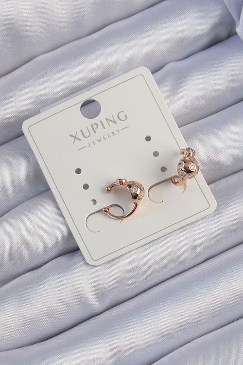YRTCL Xuping Rose Renk Zirkon Taşlı Bombeli Topçuk Earcuff Küpe