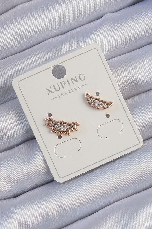 YRTCL Xuping Rose Renk Zirkon Taşlı Ay ve Güneş Tasarımlı Küpe