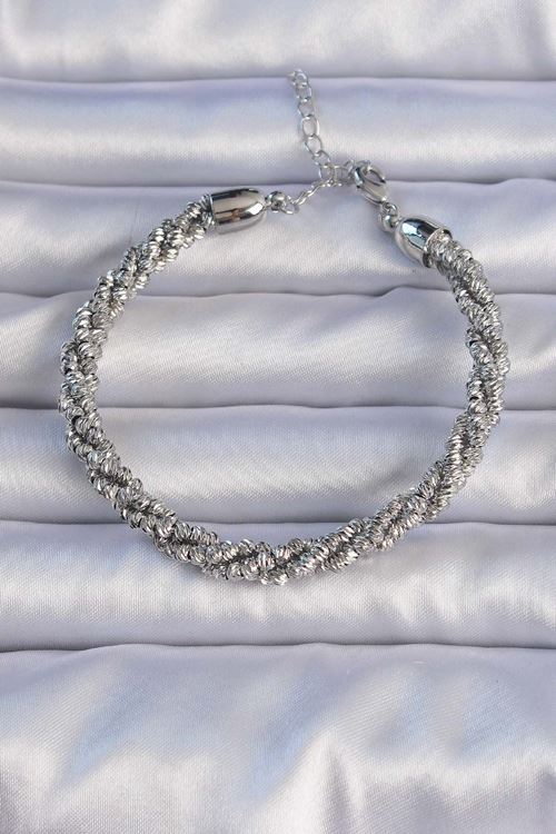 YRTCL Pirinç Gümüş Renk Sarmal Model Bileklik