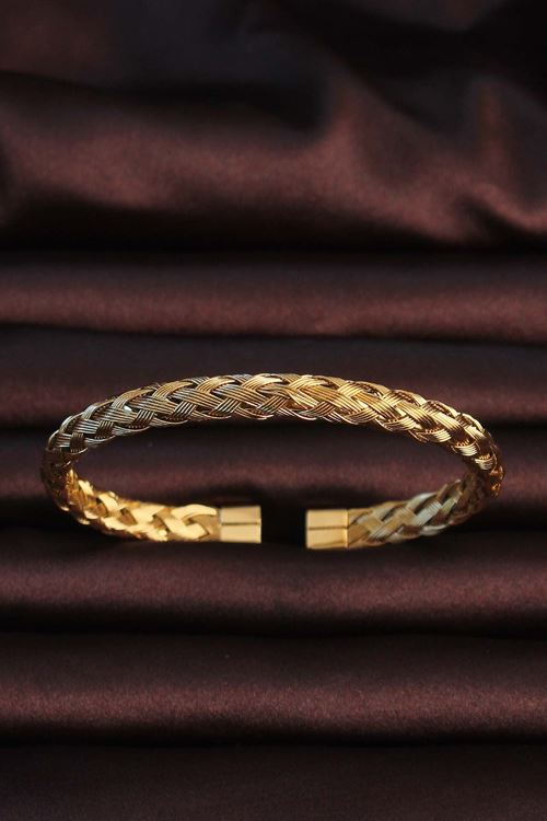 YRTCL 316L Çelik Altın Renk Kalın Yassı Örgü Model Erkek Bileklik