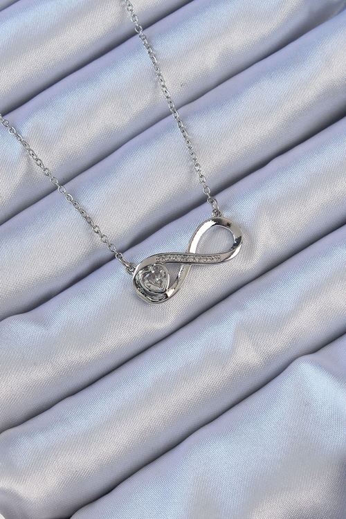 YRTCL 316L Çelik Zincir Gümüş Renk Zirkon Taşlı Minimal Kalp Figür Sonsuzluk Kolye