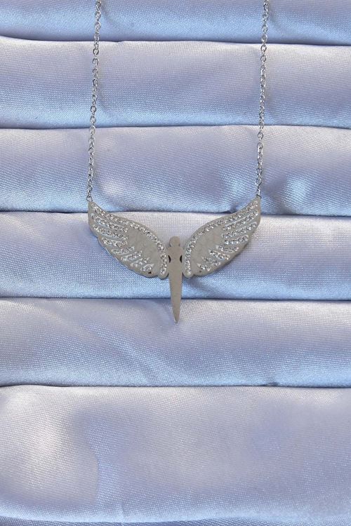 YRTCL 316L Çelik Gümüş Renk Zirkon Taşlı Mikail Kolye