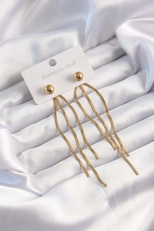 YRTCL 316L Çelik Altın Renk İtalyan Model Topçuk Küpe