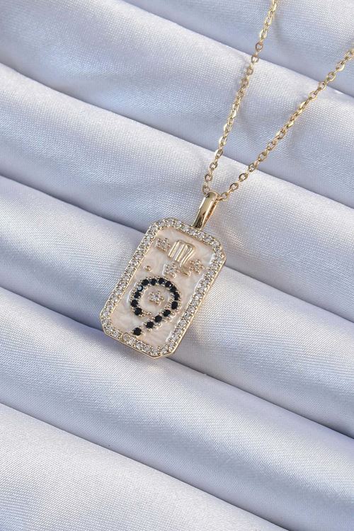 YRTCL 316L Çelik Zincir Altın Renk Zirkon Taşlı Minimal Papatya Figürlü Tarot Kolye
