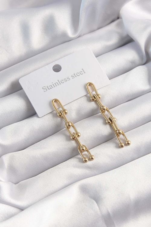 YRTCL 316L Çelik Altın Renk Sallantılı Model Küpe