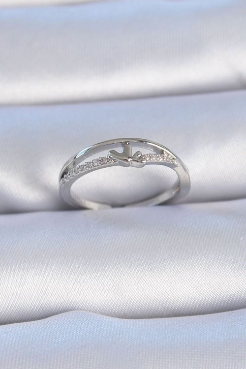 YRTCL Pirinç Gümüş Renk Zirkon Taşlı Kalp Model Kadın Yüzük