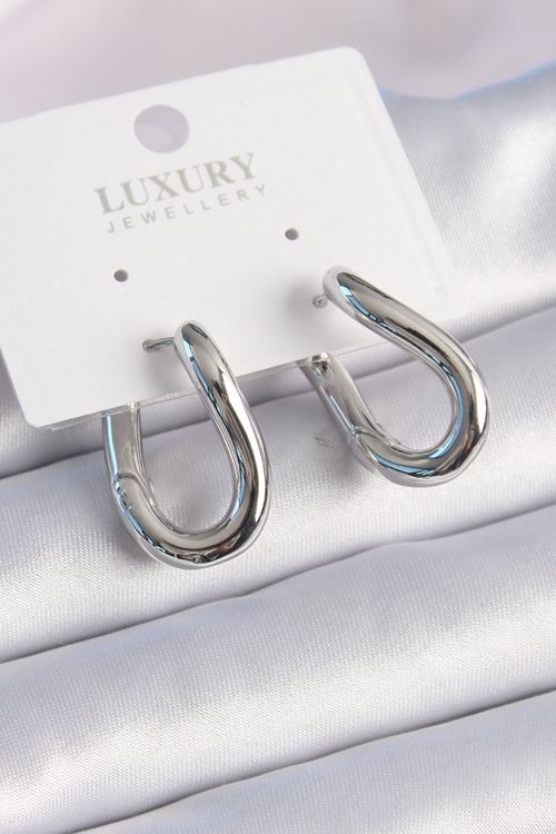 YRTCL Pirinç Gümüş Renk Halka Model Kadın Küpe