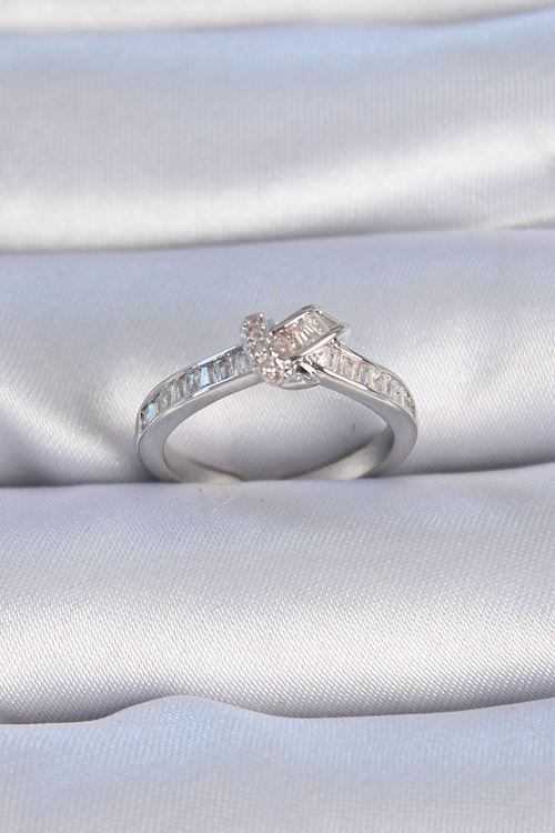 YRTCL Pirinç Gümüş Renk Zirkon Taşlı Düğüm Model Kadın Yüzük