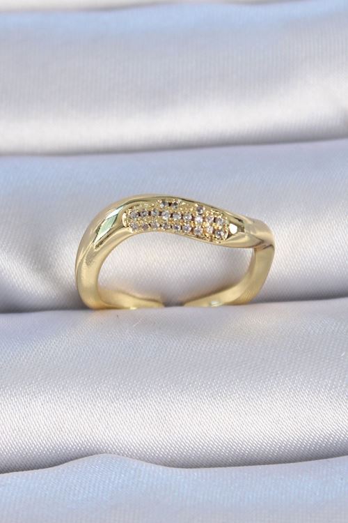 YRTCL Pirinç Gold Renk Zirkon Taşlı Kadın Yüzük