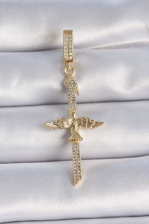 YRTCL Pirinç Gold Renk Zirkon Taş Detaylı Elif Model Anka Kuşu Figür Ajda Charm