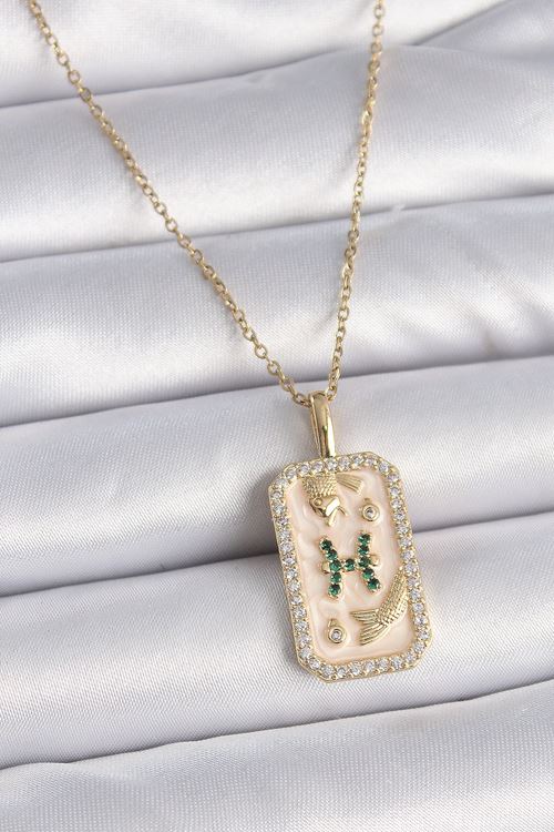 YRTCL 316L Çelik Gold Renk Zincir Balık Burcu Zirkon Taşlı Kadın Kolye