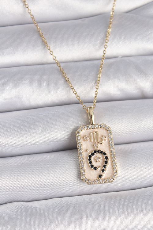 YRTCL 316L Çelik Gold Renk Zincir Akrep Burcu Zirkon Taşlı Kadın Kolye