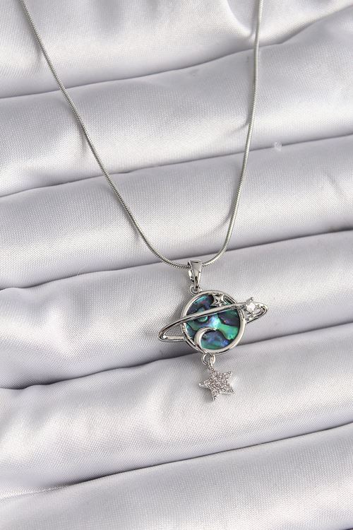 YRTCL 316L Çelik Gümüş Renk Zincir Zirkon Taşlı Gezegen Model Kadın Kolye