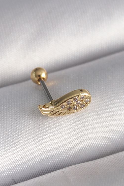 YRTCL 316L Çelik Gold Renk Zirkon Taşlı Kanat Tragus Piercing