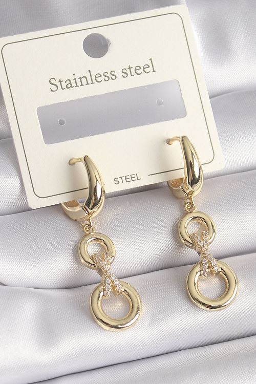 YRTCL 316L Çelik Gold Renk Zirkon Taş Detaylı Sallantı Model Kadın Küpe