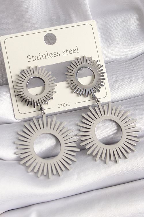 YRTCL 316L Çelik Gümüş Renk Sallantı Güneş Model Kadın Küpe