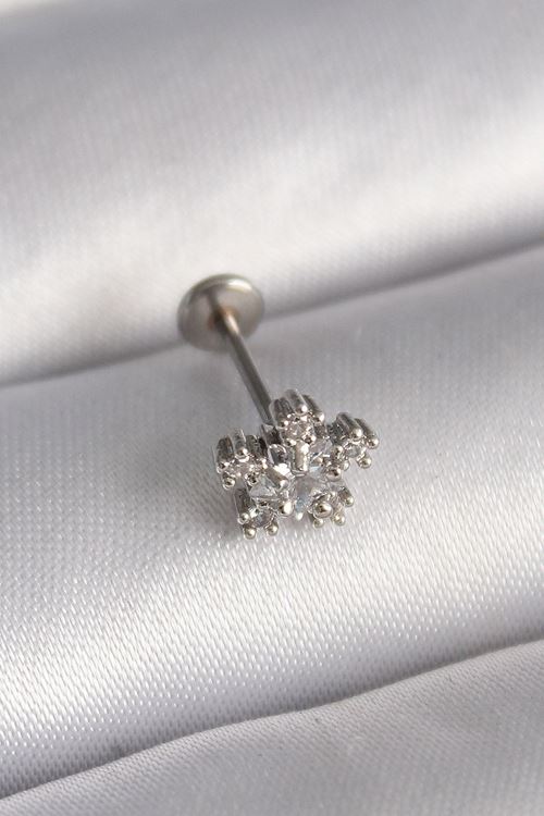 YRTCL 316L Çelik Gümüş Renk Zirkon Taşlı Yıldız Model Tragus Piercing