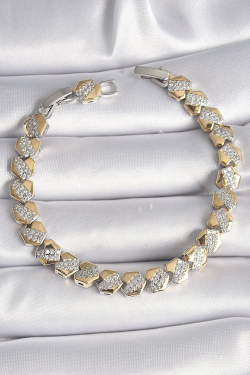 YRTCL Pirinç Mix Renk Kalp Model Zirkon Taşlı VIP Seri Kadın Bileklik