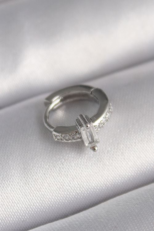 YRTCL 316L Çelik Gümüş Renk Zirkon Taşlı Tragus Piercing