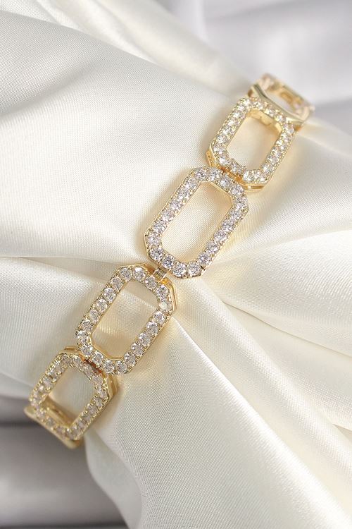 YRTCL Pirinç Gold Renk Zirkon Taşlı Zincir Model Xuping VIP Exclusive Seri Bileklik