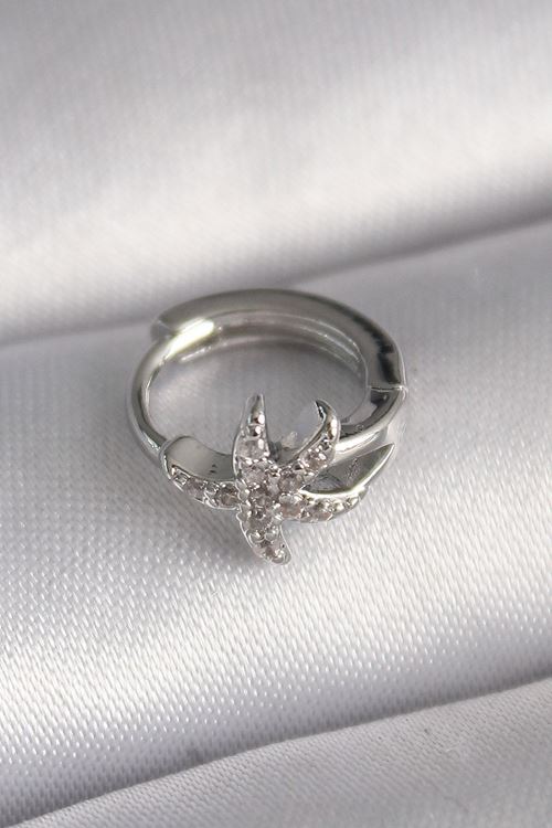 YRTCL 316L Çelik Gümüş Renk Zirkon Taşlı Deniz Yıldızı Model Tragus Piercing